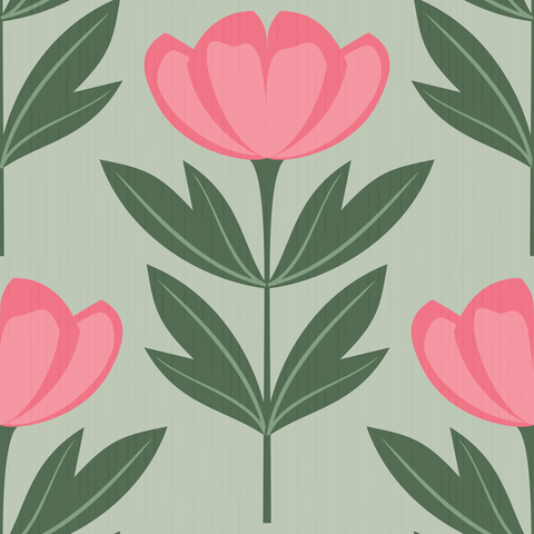 Rose Pink Blush Flowers Light Sage Green