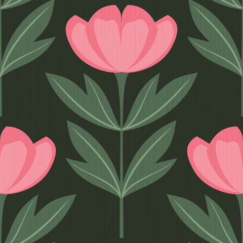 Rose Pink Blush Flowers Dark Sage Green