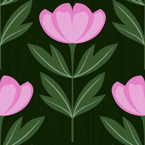 Neon Pink Blush Peony Flowers Dark Green
