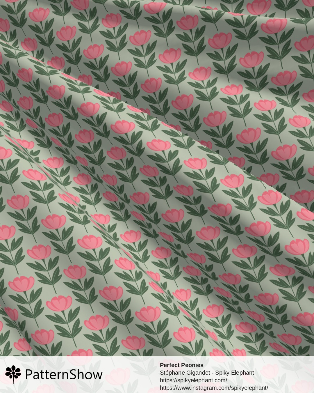 Perfect Peonies - Rose Pink Blush Flowers Light Sage Green