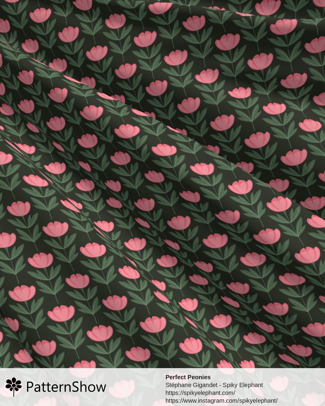 Perfect Peonies - Rose Pink Blush Flowers Dark Sage Green
