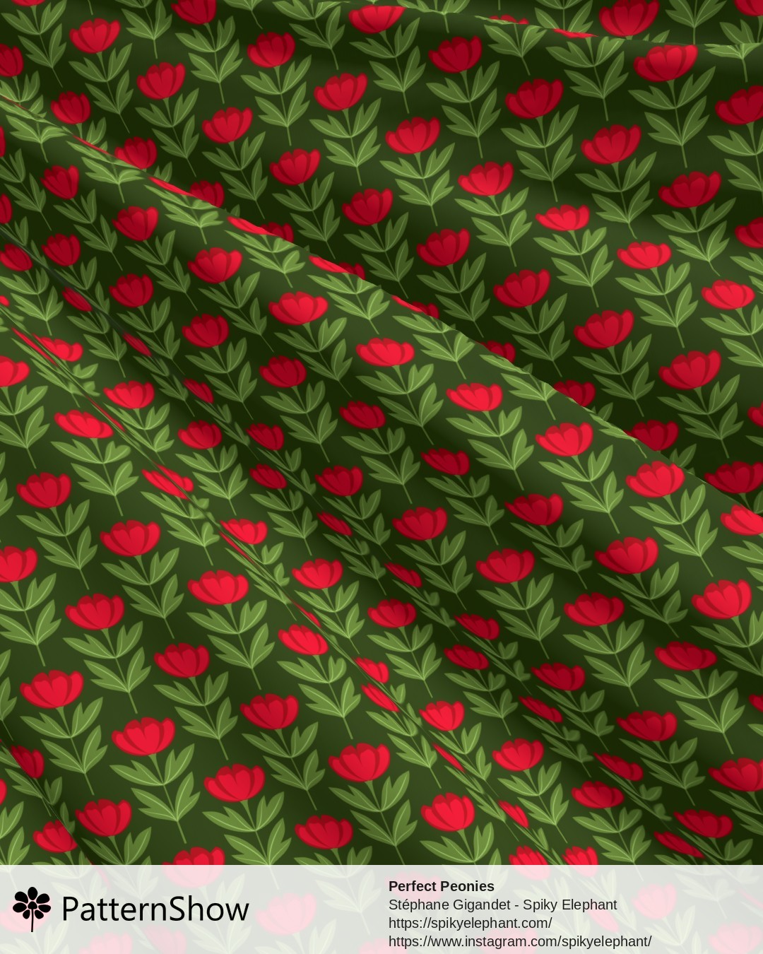 Perfect Peonies - Vibrant Red Peony Flowers Forest Green