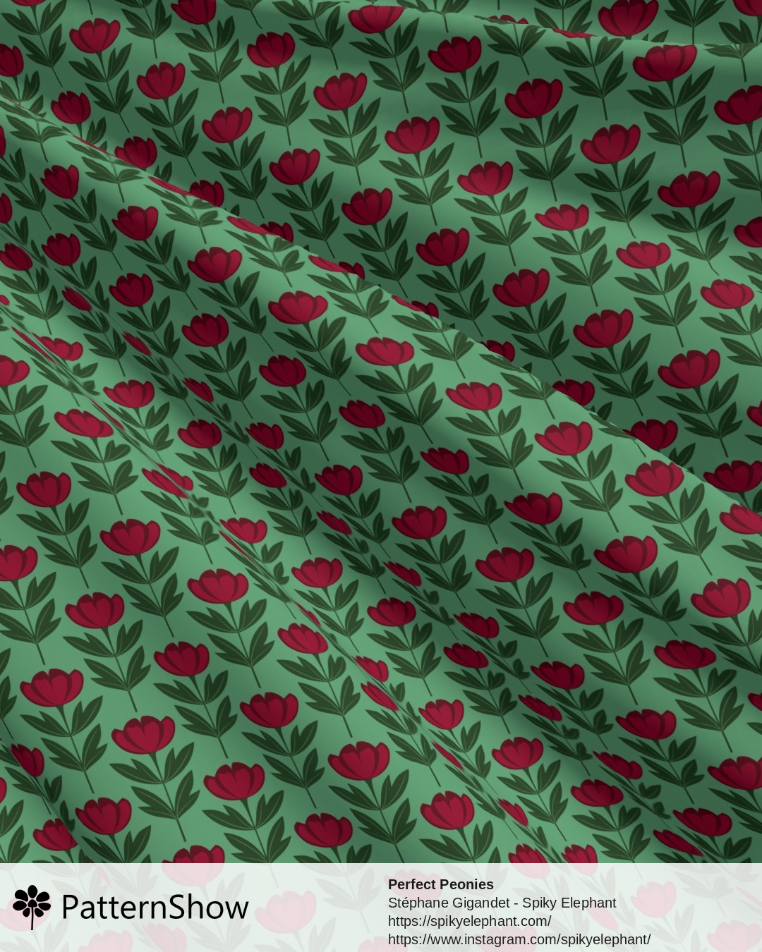 Perfect Peonies - Burgundy Red Peony Flowers Sea Green