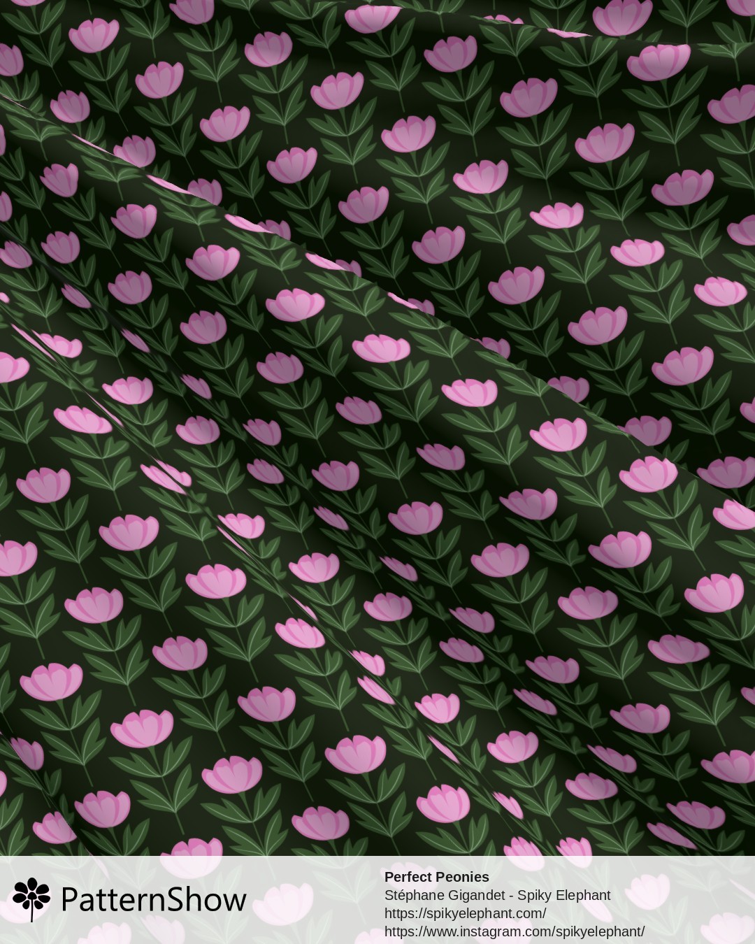 Perfect Peonies - Neon Pink Blush Peony Flowers Dark Green