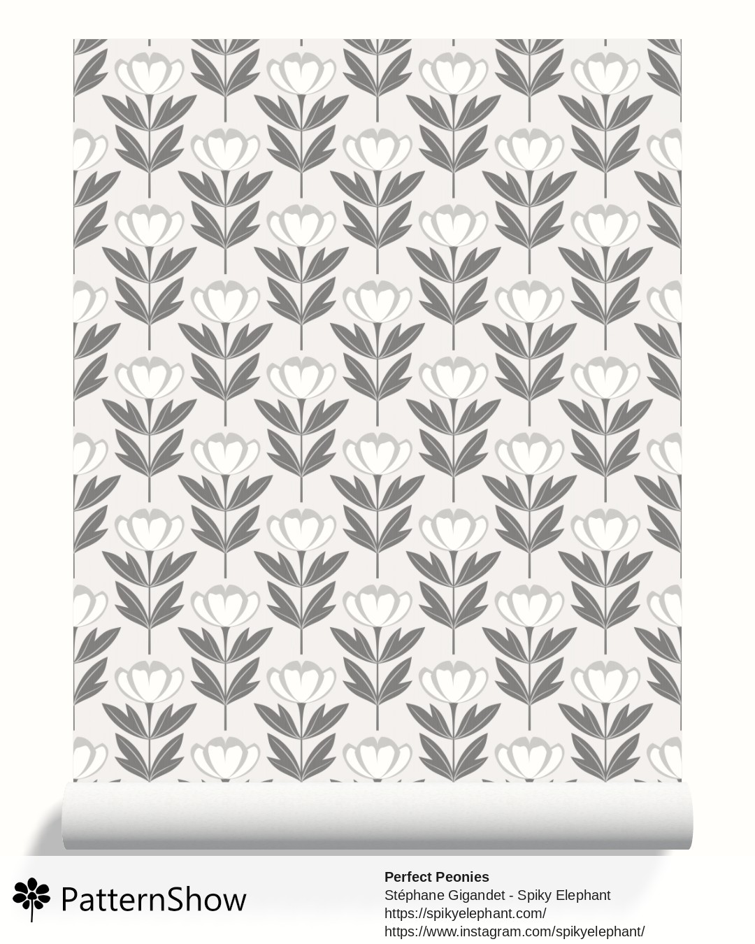 Perfect Peonies wallpaper - White Silver Grey Peony Flowers Neutral