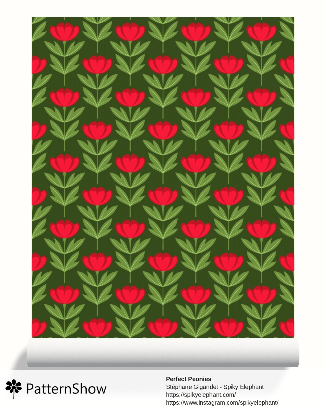 Perfect Peonies wallpaper - Vibrant Red Peony Flowers Forest Green