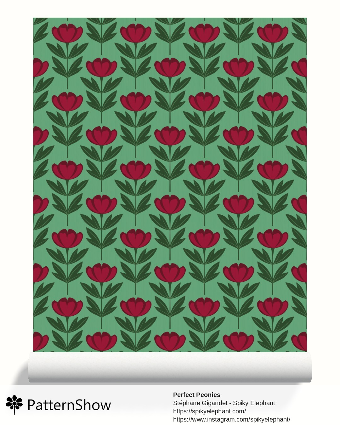Perfect Peonies wallpaper - Burgundy Red Peony Flowers Sea Green