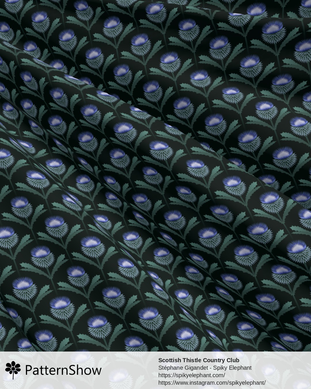 Scottish Thistle Country Club - Indigo Blue Sage Green Navy