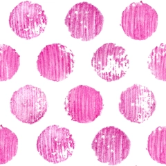 Stamped Dots Block Print with Scraped Paint Brush Strokes - Pink