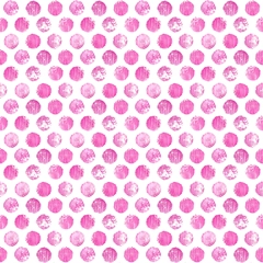 Stamped Dots Block Print with Scraped Paint Brush Strokes - Pink
