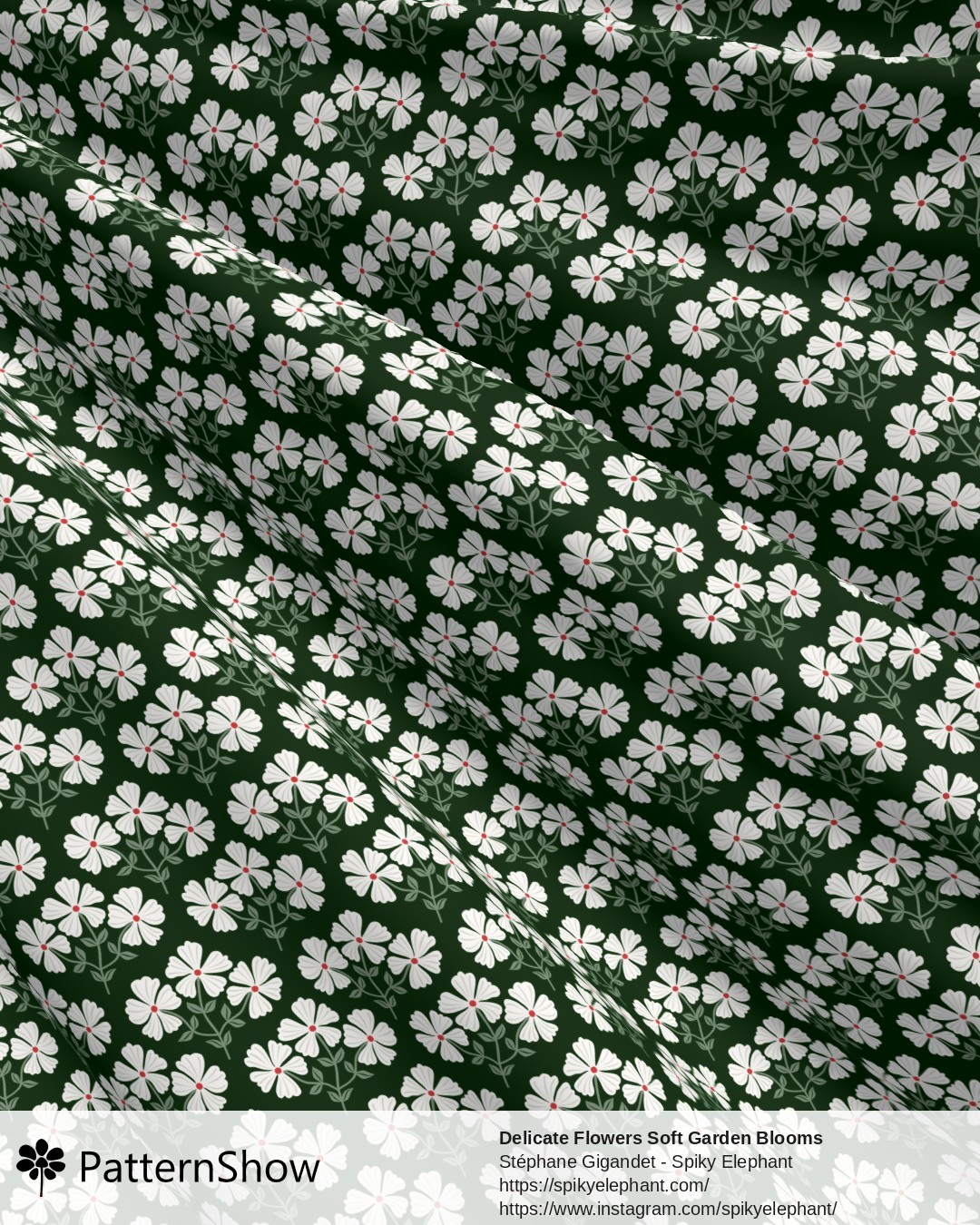 Delicate Flowers Soft Garden Blooms - Red Green White Christmas