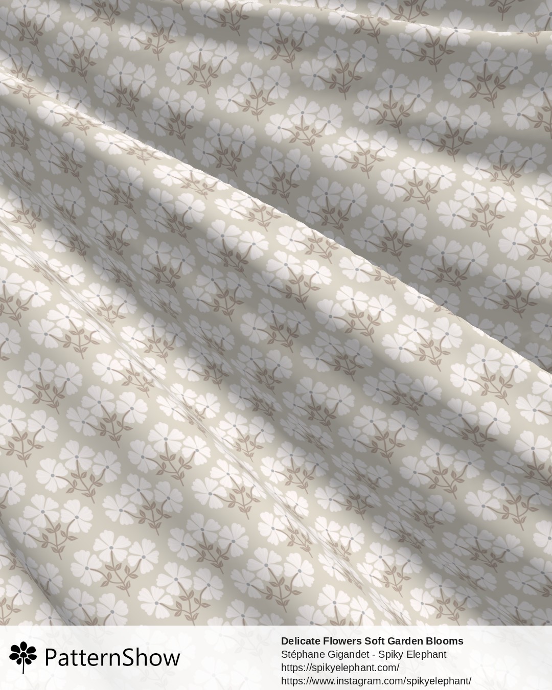 Delicate Flowers Soft Garden Blooms - Light Brown White Beige Cream