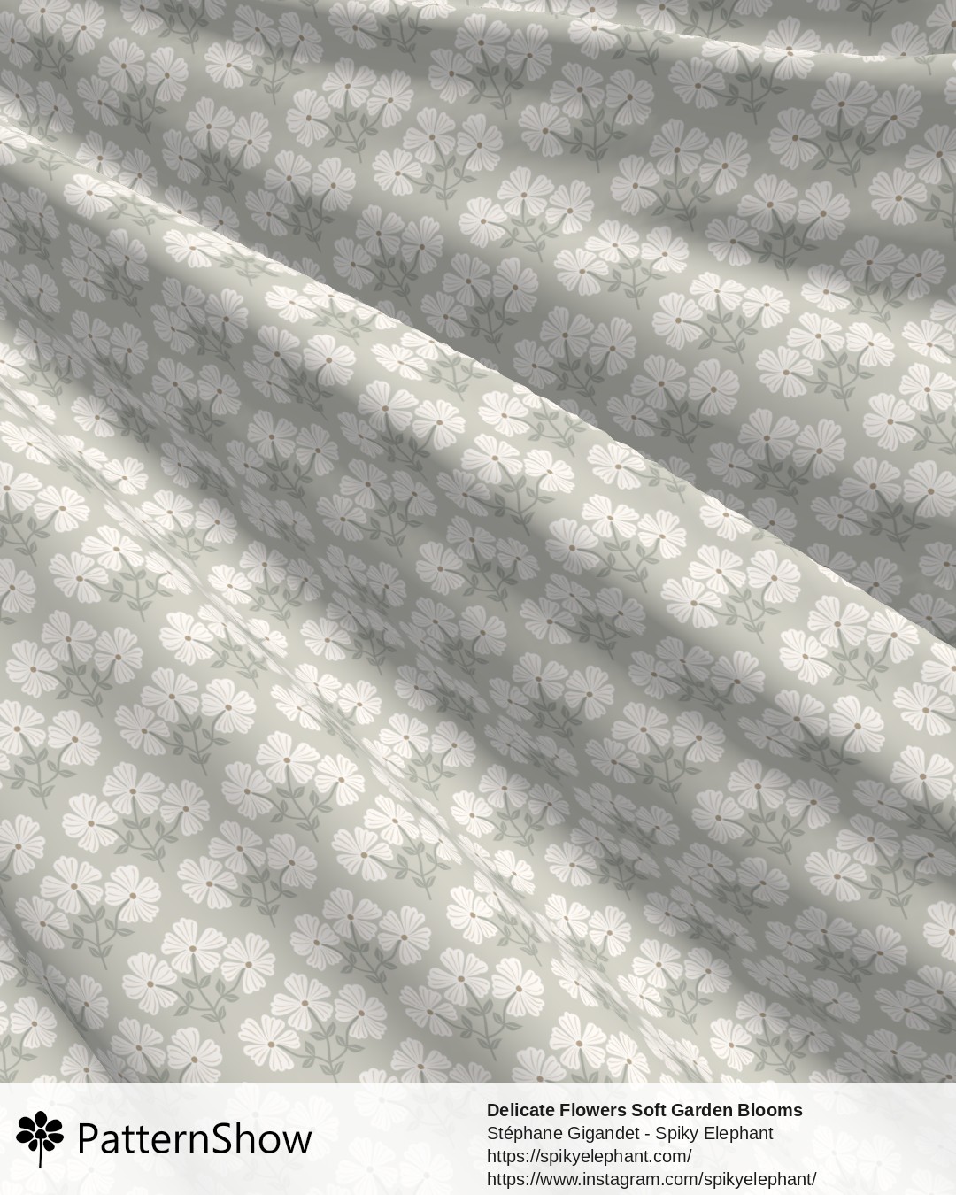 Delicate Flowers Soft Garden Blooms - White Beige Sage Green Artichoke