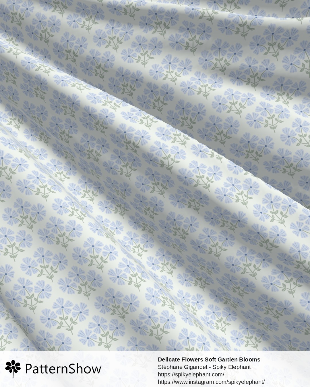 Delicate Flowers Soft Garden Blooms - Cornflower Blue Sage Green Cream