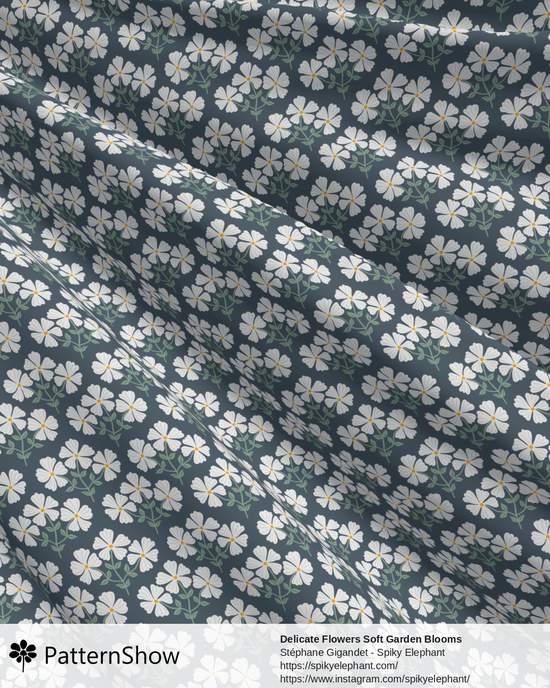 Delicate Flowers Soft Garden Blooms - White Sage Green Muted Teal Blue