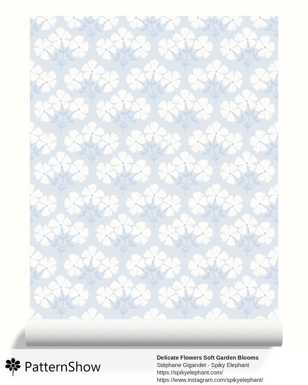 Delicate Flowers Soft Garden Blooms wallpaper - Pastel Baby Blue