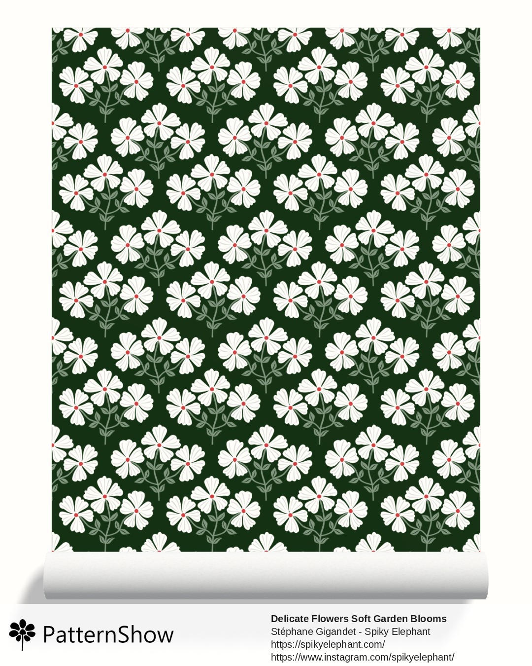 Delicate Flowers Soft Garden Blooms wallpaper - Red Green White Christmas