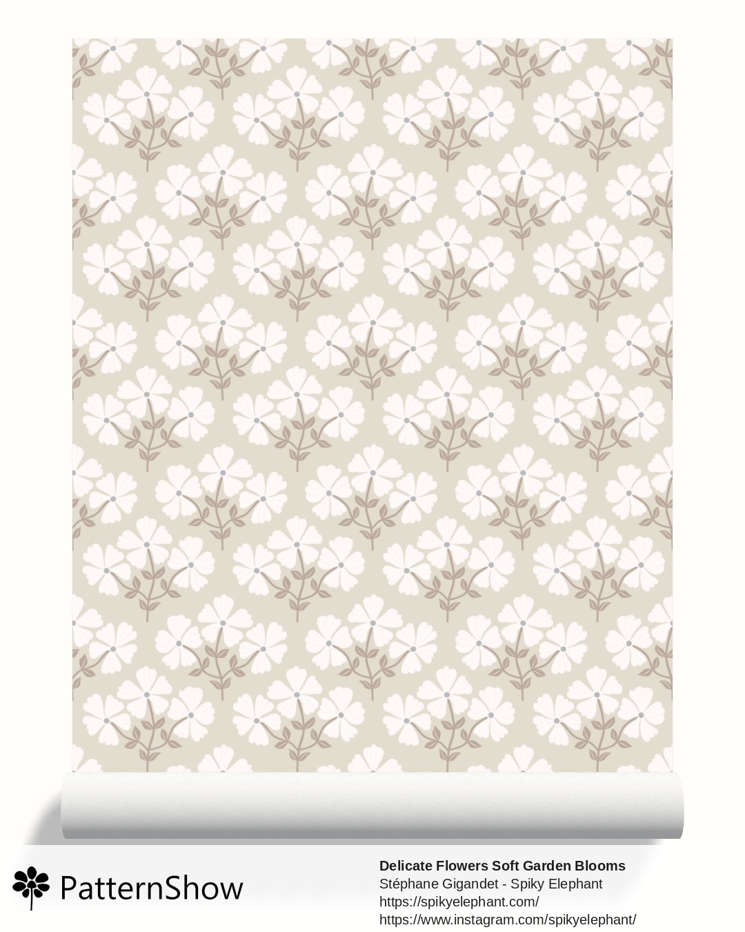Delicate Flowers Soft Garden Blooms wallpaper - Light Brown White Beige Cream