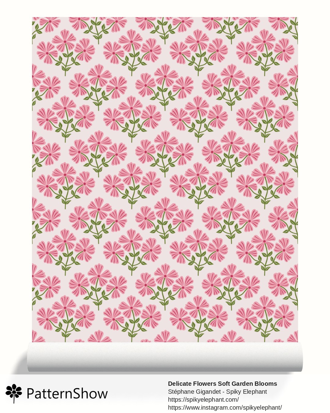 Delicate Flowers Soft Garden Blooms wallpaper - Bright Magenta Pink Rose Cream