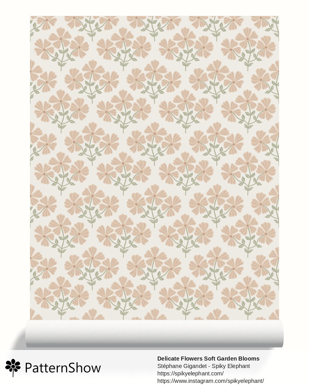 Delicate Flowers Soft Garden Blooms wallpaper - Cozy Light Brown Tan Beige Cream