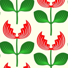 Hungry Flowers Fun Carnivorous Floral Jungle Plants - Red Off White Cream