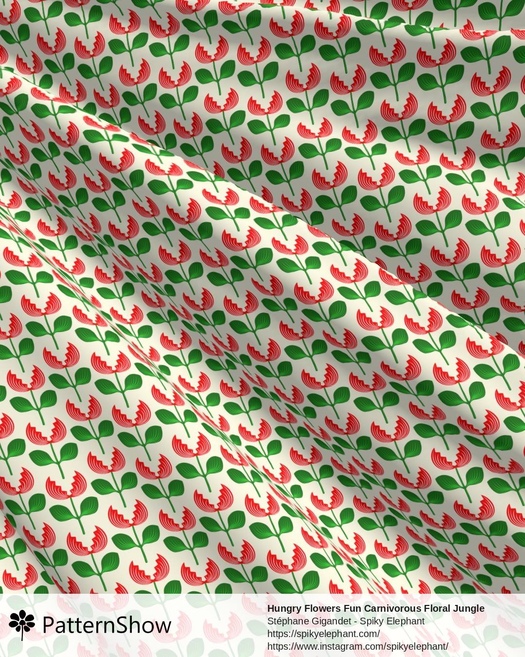 Hungry Flowers Fun Carnivorous Floral Jungle Plants - Red Off White Cream