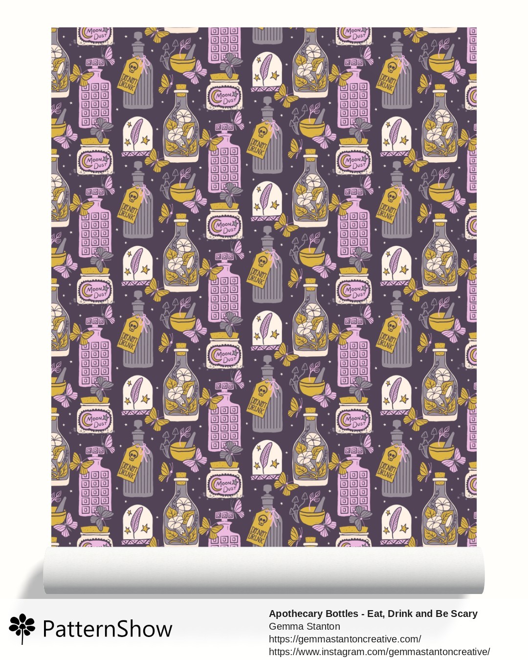 Apothecary Bottles - Eat, Drink and Be Scary wallpaper - EatDrinkAndBeScary_GemmaStanton-RC