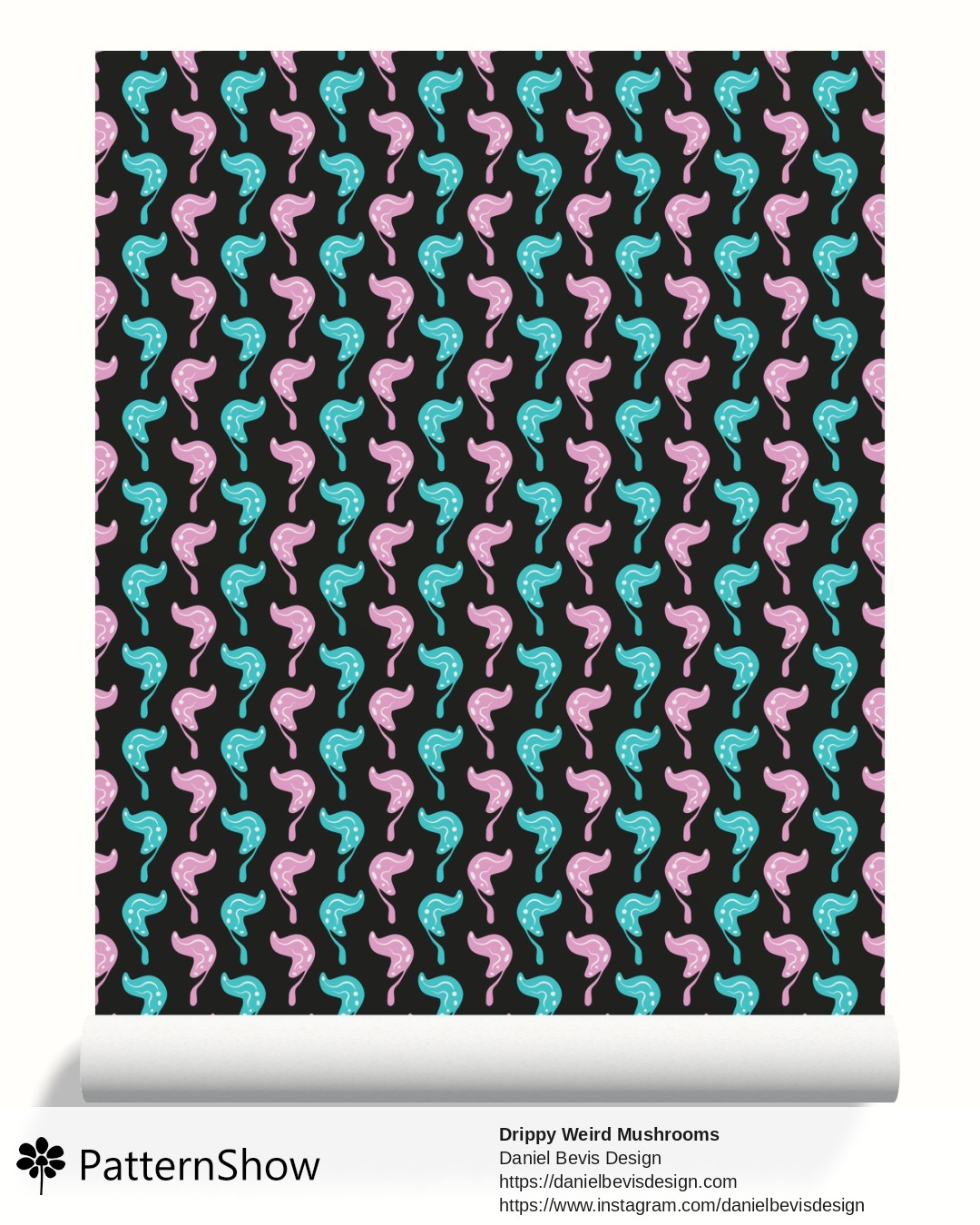 Drippy Weird Mushrooms wallpaper - Fairy Water Magic & Black