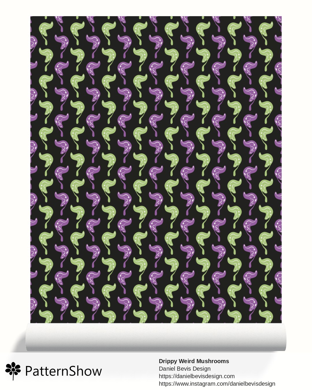 Drippy Weird Mushrooms wallpaper - Ghoulish Purple, Green and Black