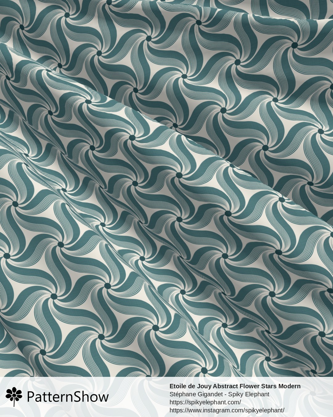 Etoile de Jouy Abstract Flower Stars Modern Toile - Antique Turquoise Coastal Bathroom Teal