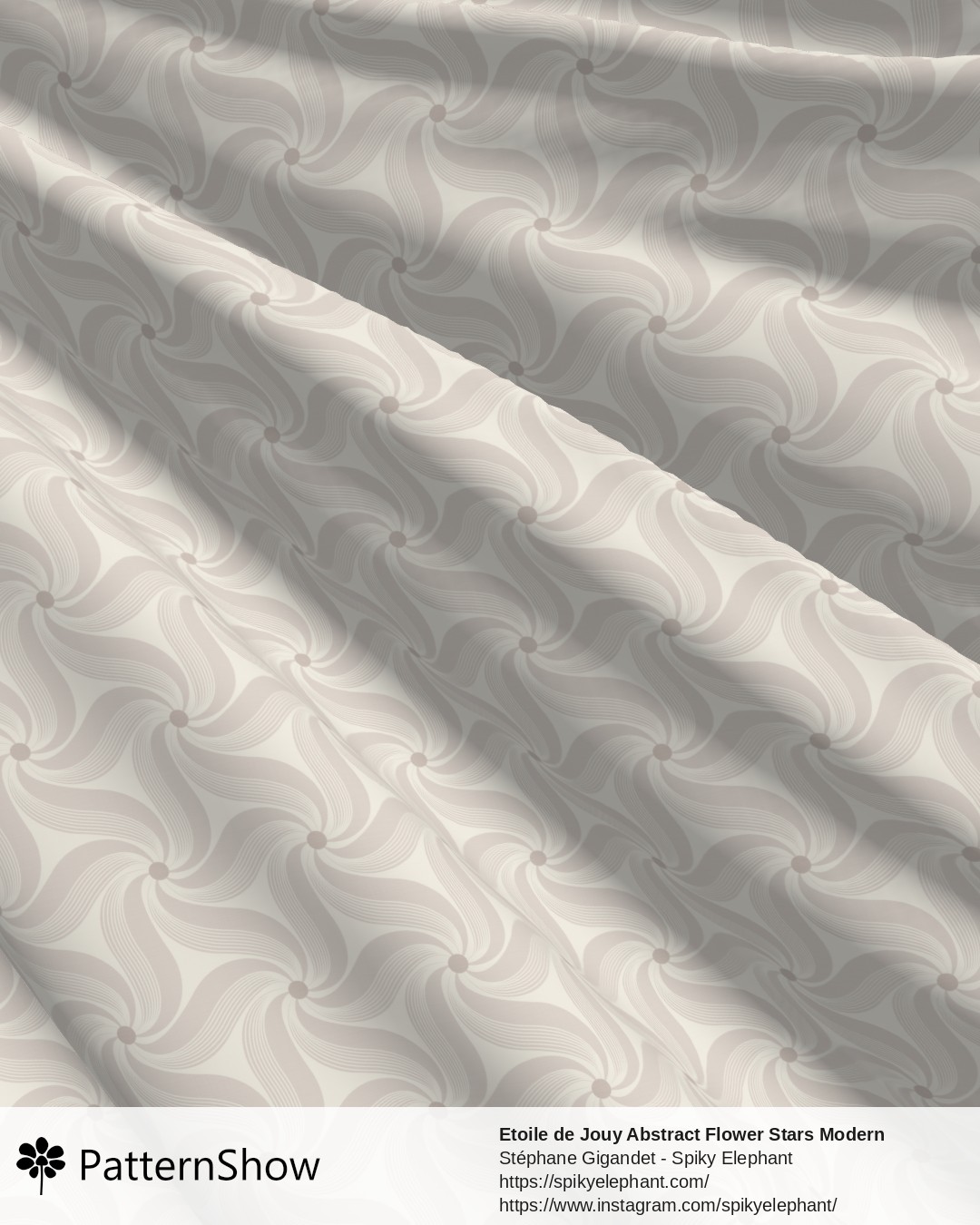 Etoile de Jouy Abstract Flower Stars Modern Toile - Japandi Linen Limestone Calm Beige Cream