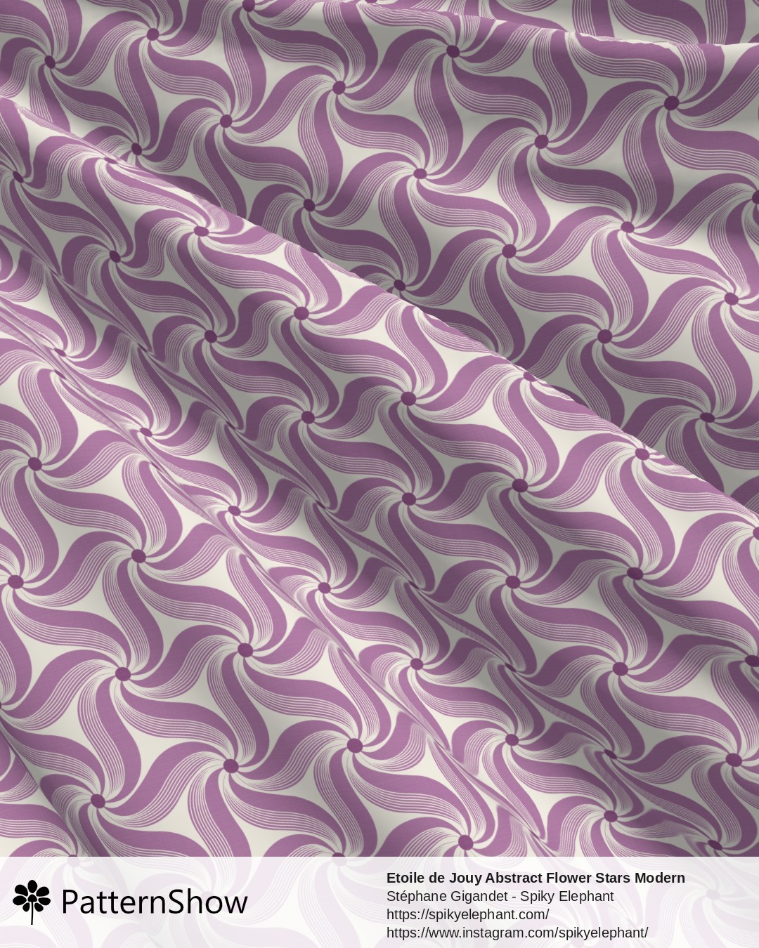 Etoile de Jouy Abstract Flower Stars Modern Toile - Purple Lavender Lilac Plum Orchid Cream
