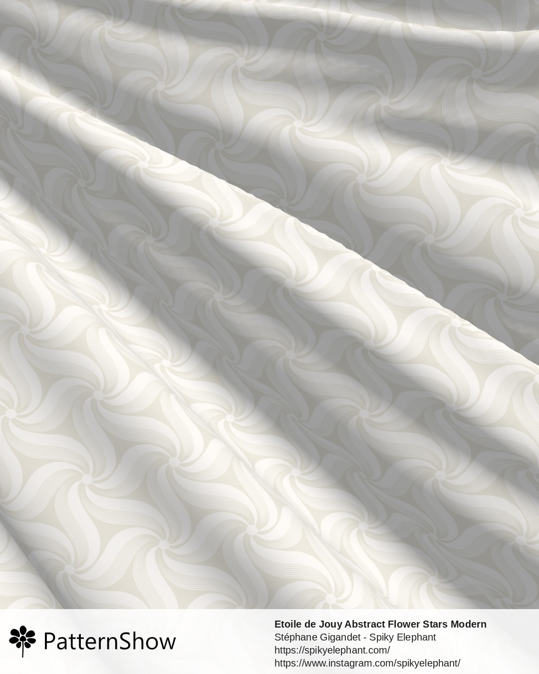 Etoile de Jouy Abstract Flower Stars Modern Toile - Ivory White Subtle Snow Eggshell Cream
