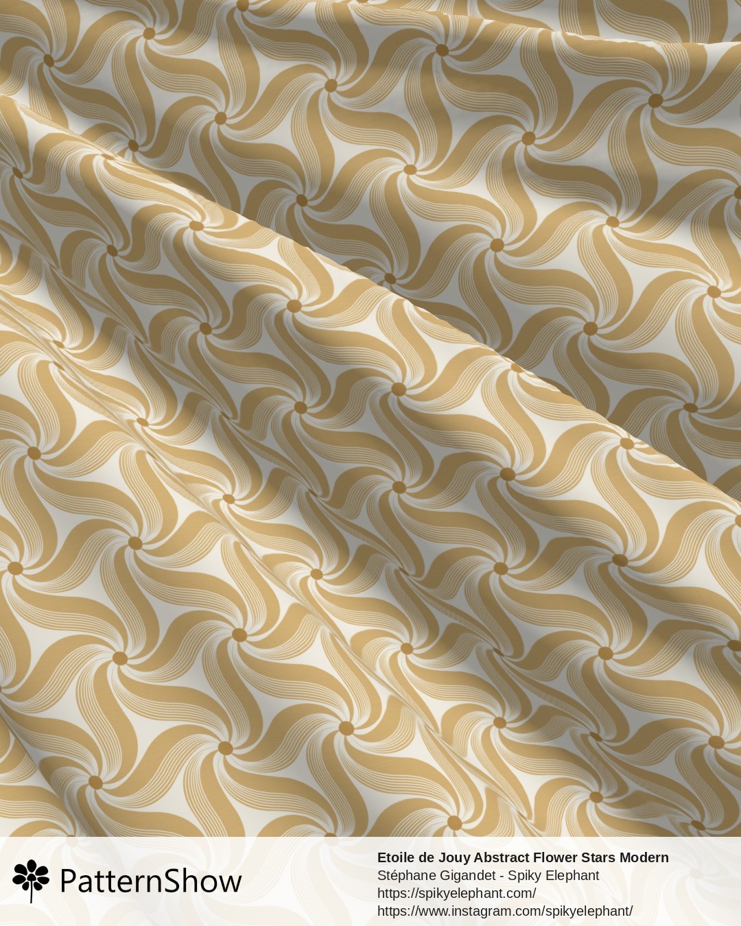 Etoile de Jouy Abstract Flower Stars Modern Toile - Honey Gold Ochre French Mustard Cream
