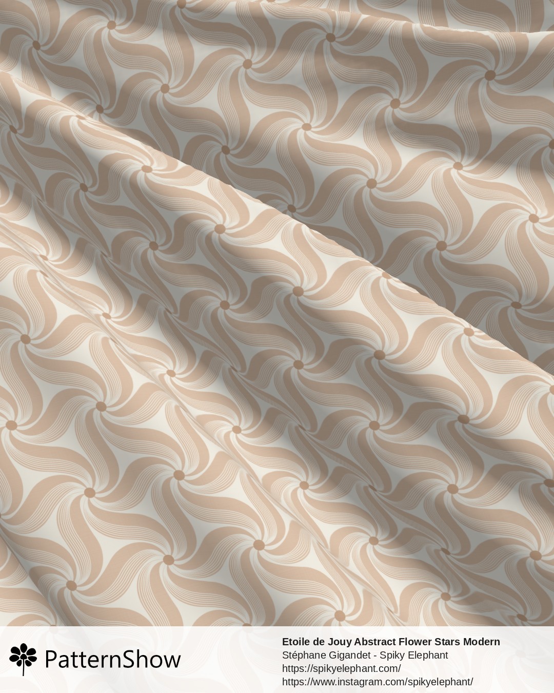 Etoile de Jouy Abstract Flower Stars Modern Toile - Faded Terracotta Warm Peach Beige Cream
