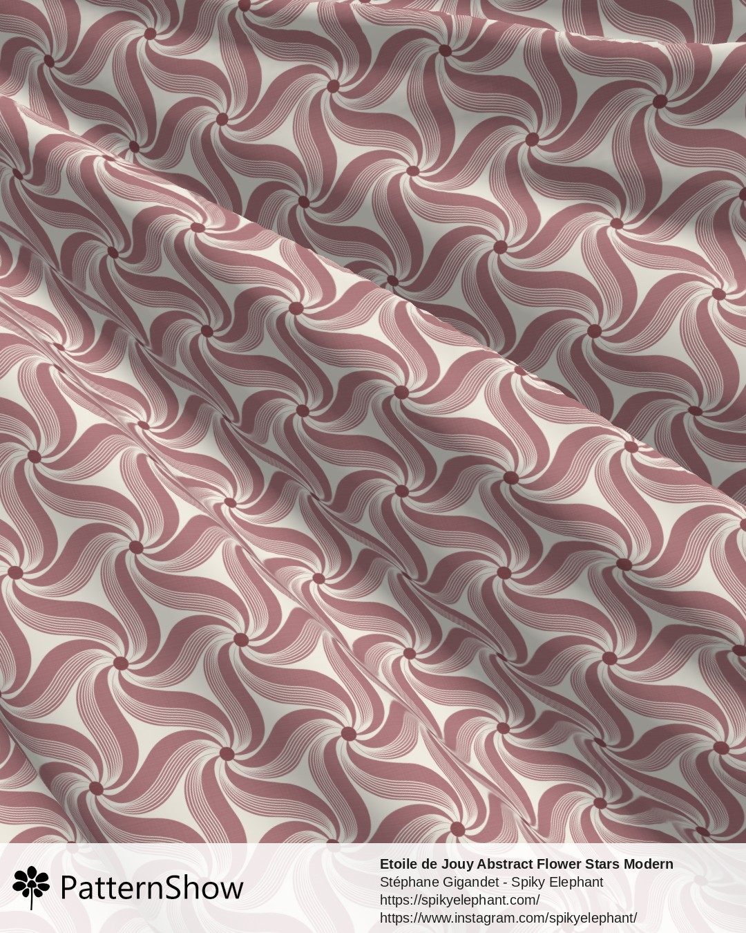 Etoile de Jouy Abstract Flower Stars Modern Toile - Romantic Old Dusty Rose Coral Pink Cream