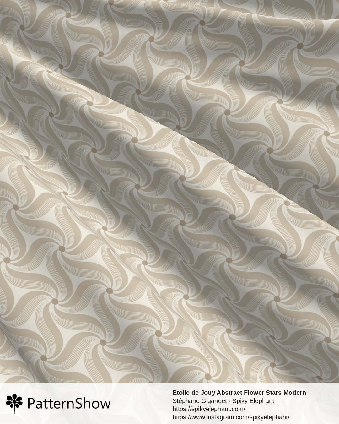 Etoile de Jouy Abstract Flower Stars Modern Toile - Warm Sand Japandi Antique Ecru Old Beige