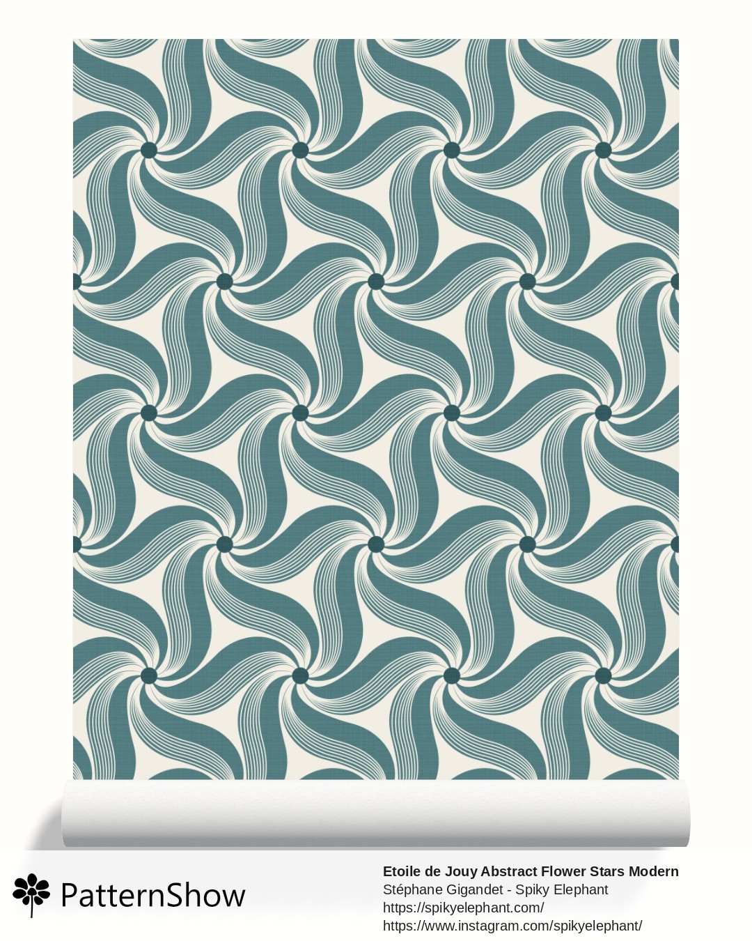 Etoile de Jouy Abstract Flower Stars Modern Toile wallpaper - Antique Turquoise Coastal Bathroom Teal