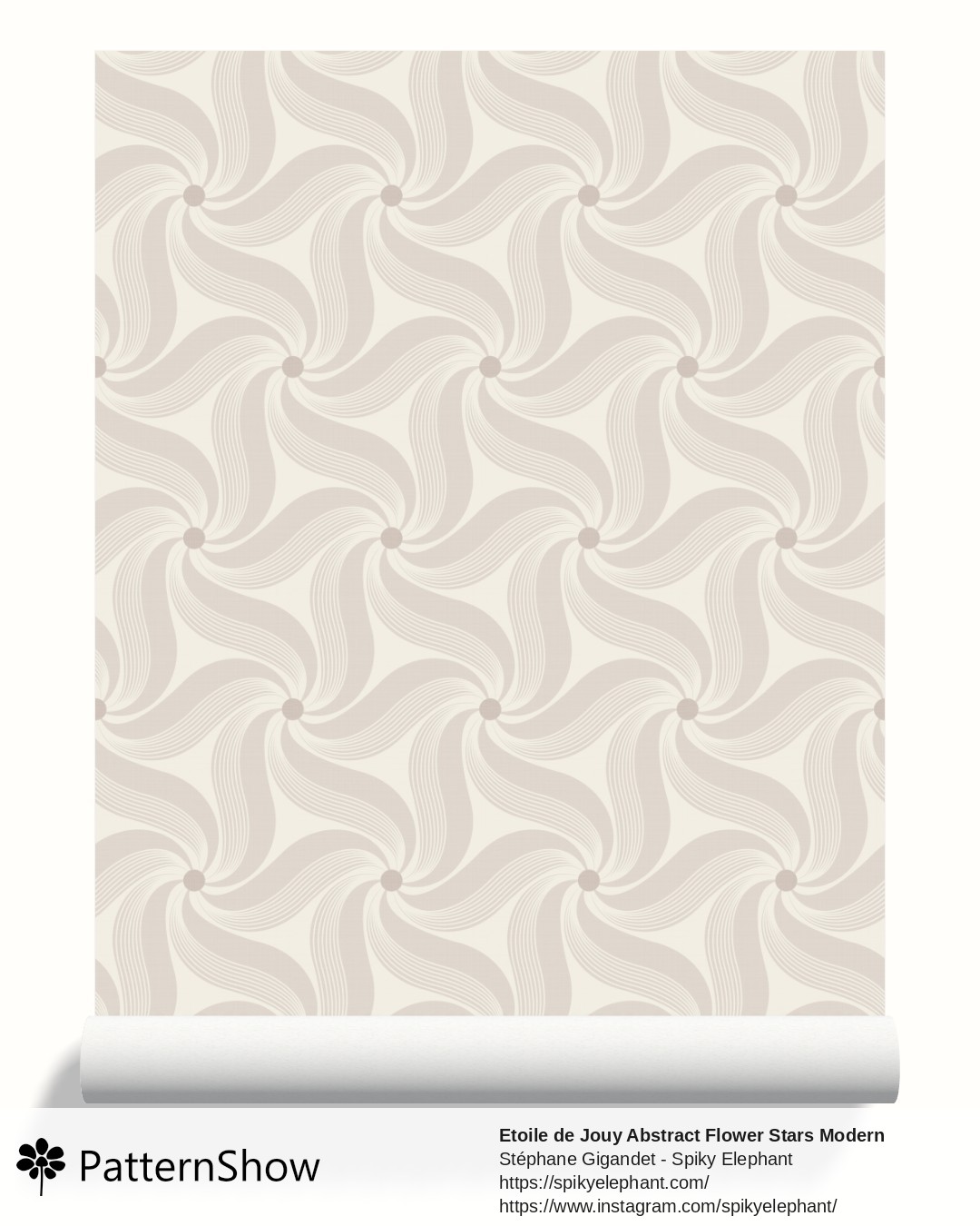 Etoile de Jouy Abstract Flower Stars Modern Toile wallpaper - Japandi Linen Limestone Calm Beige Cream