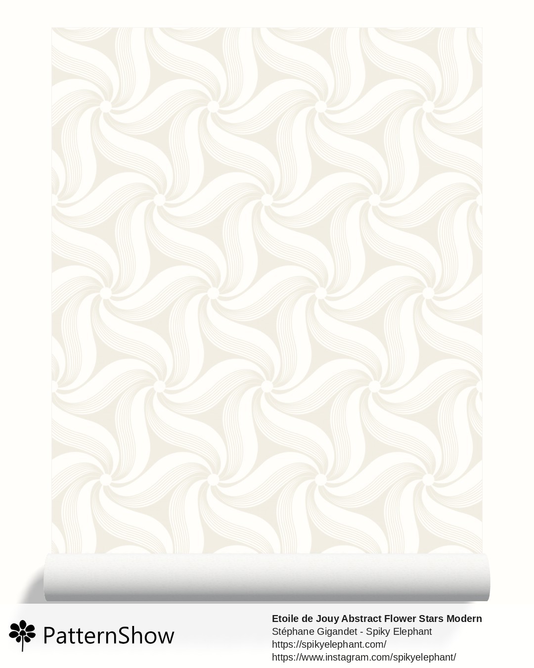 Etoile de Jouy Abstract Flower Stars Modern Toile wallpaper - Ivory White Subtle Snow Eggshell Cream