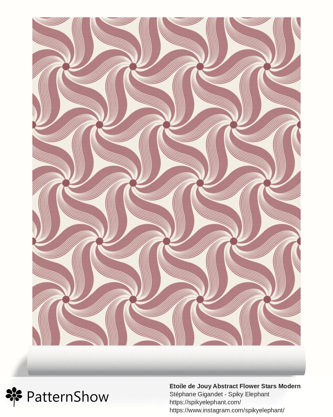 Etoile de Jouy Abstract Flower Stars Modern Toile wallpaper - Romantic Old Dusty Rose Coral Pink Cream