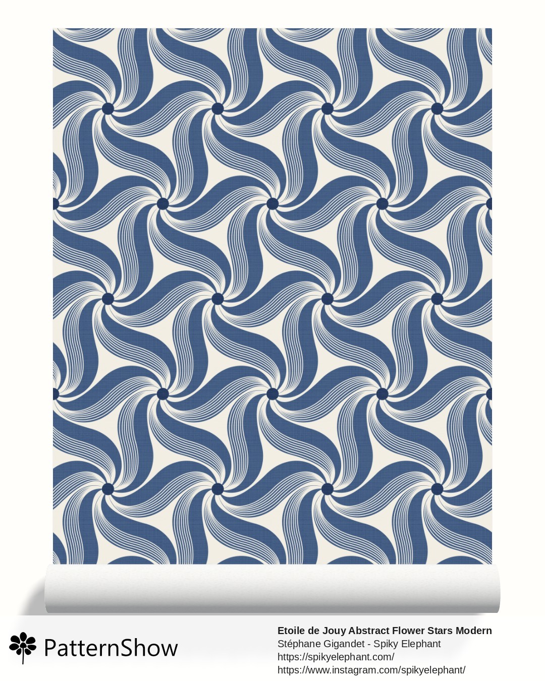 Etoile de Jouy Abstract Flower Stars Modern Toile wallpaper - French Heritage Mod Coastal Classic Blue