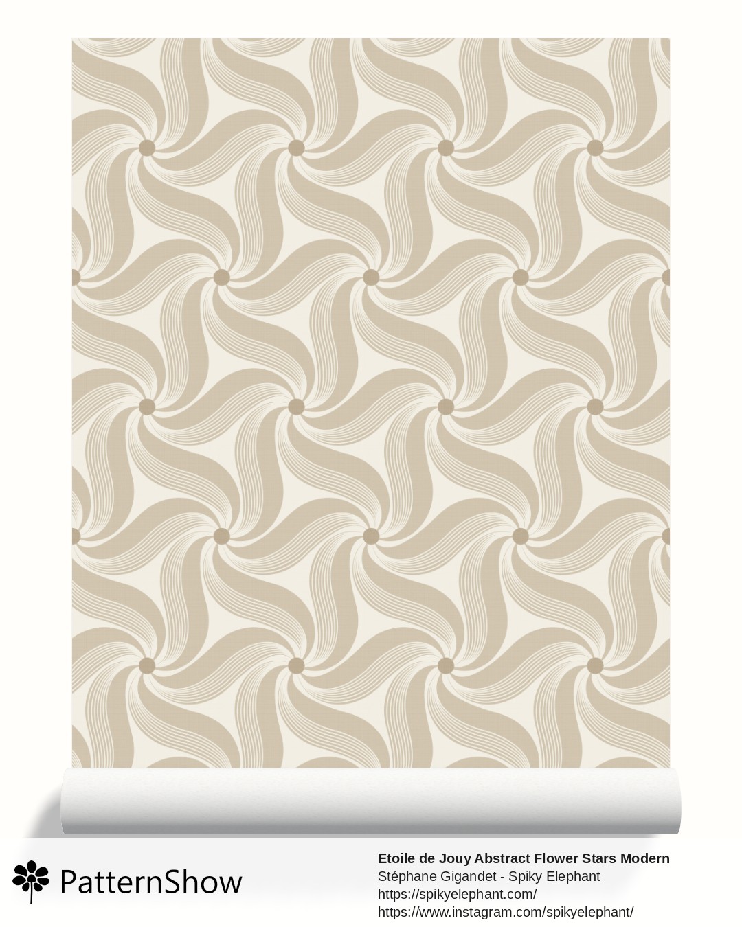 Etoile de Jouy Abstract Flower Stars Modern Toile wallpaper - Warm Sand Japandi Antique Ecru Old Beige