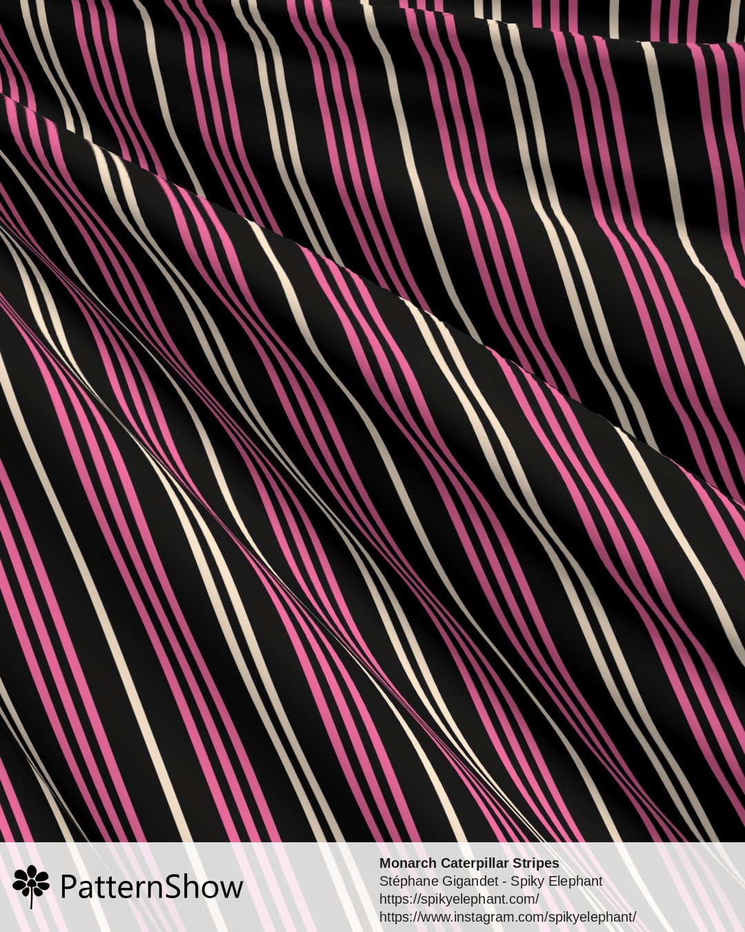 Monarch Caterpillar Stripes - monarch-stripes.black-pink-white.3600x3600