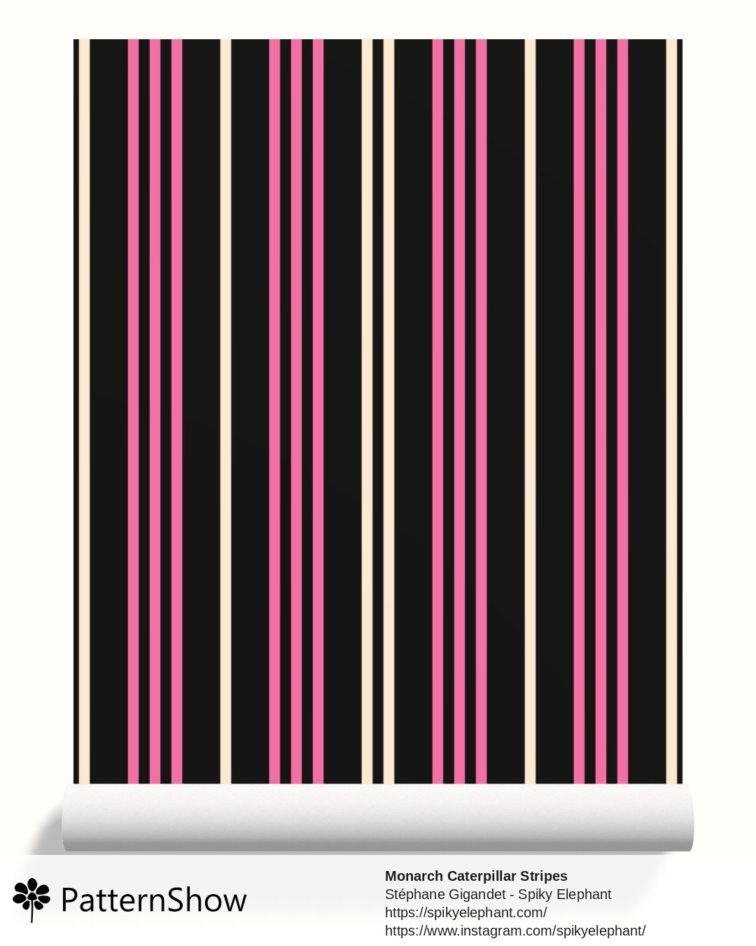 Monarch Caterpillar Stripes wallpaper - monarch-stripes.black-pink-white.3600x3600