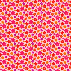 Allover Flowers Vintage Retro Floral - Vibrant Hot Pink Red Orange Purple