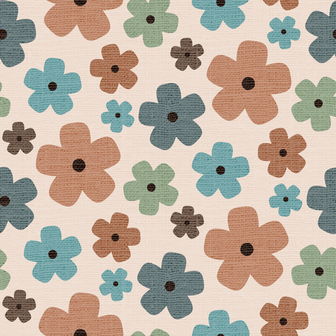 Vintage Cozy Garden Blue Green Brown