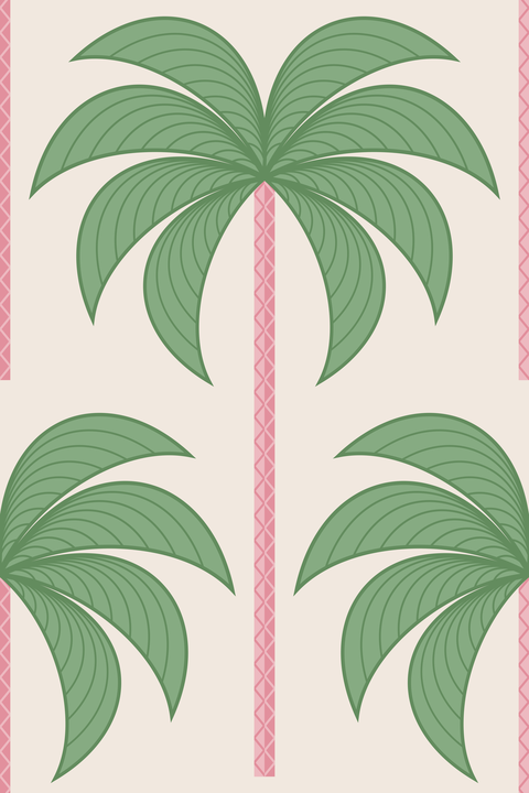 Preppy Pink Blush Tropical Green Rose Cream