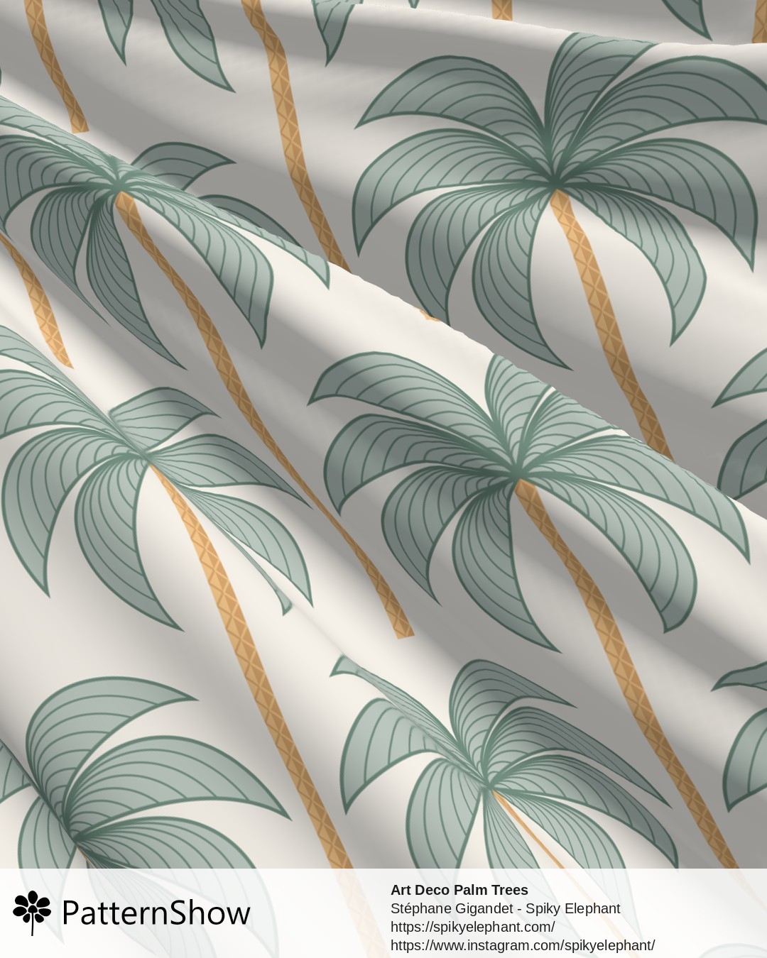 Art Deco Palm Trees - Tropical Sage Green Mint Pastel Beige Cream