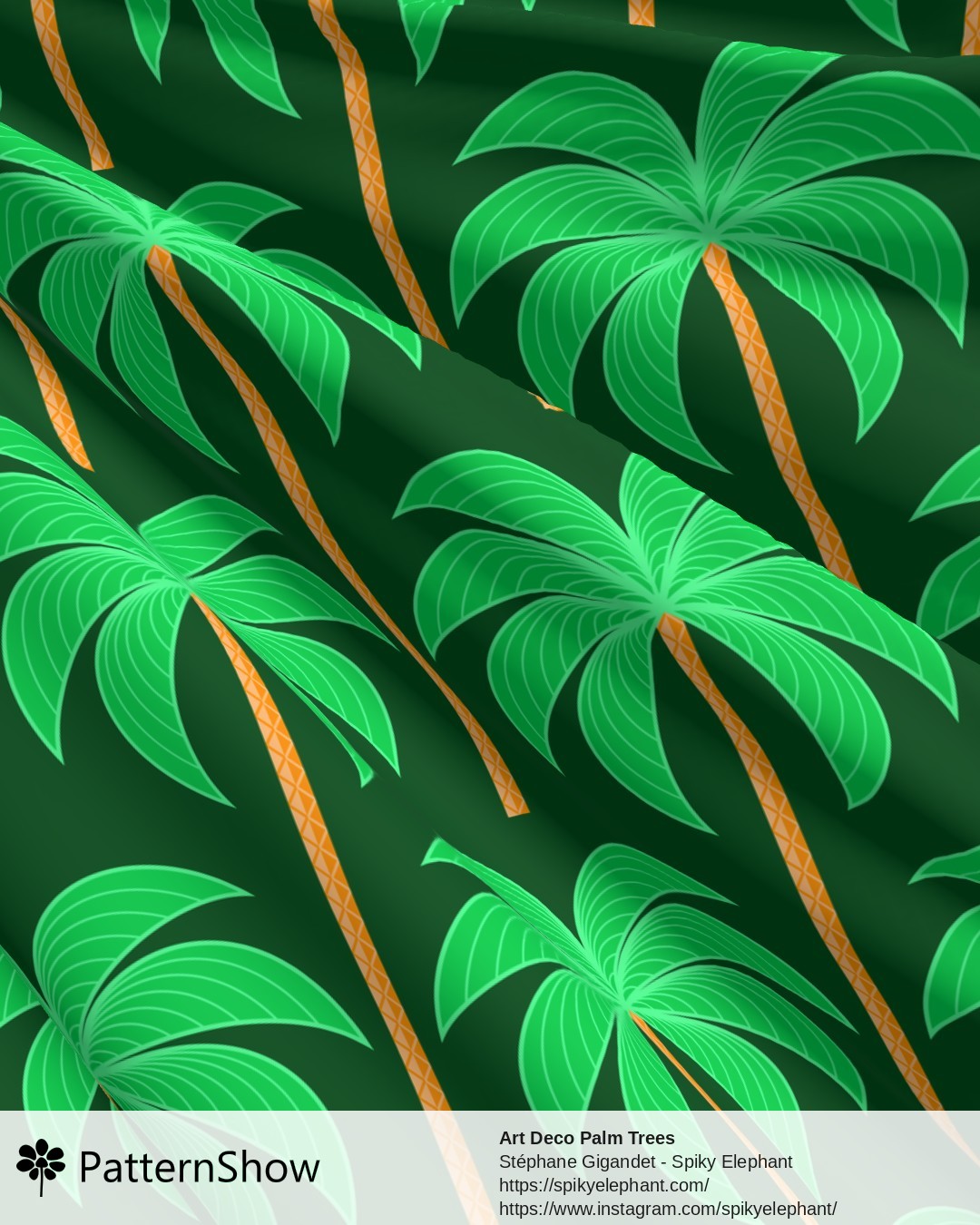 Art Deco Palm Trees - Bright Fun Forest Emerald Green Orange